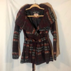 Pea coat with oversized hood